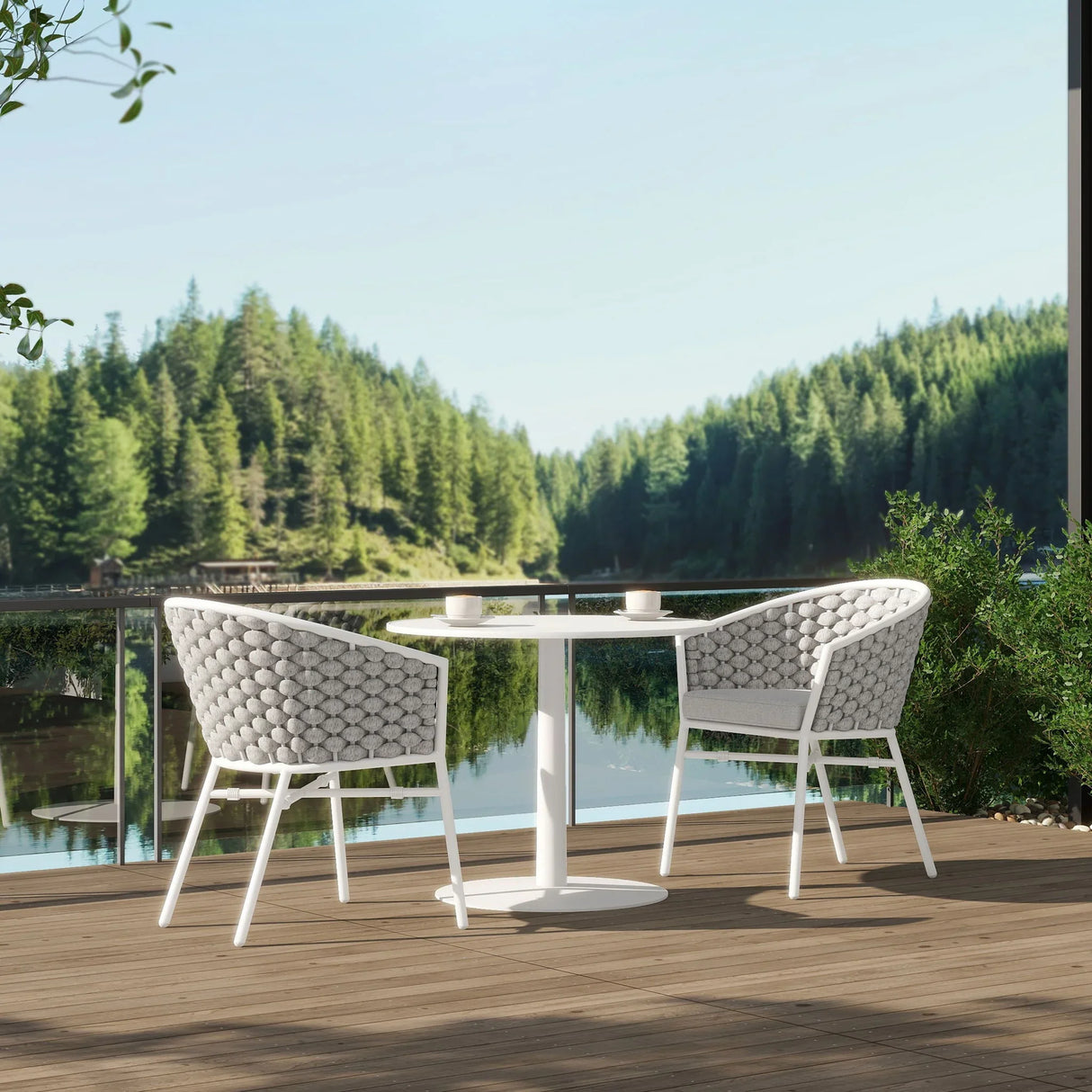 Rowan - Rope Barrel Back Patio Dining Chairs (Set of 2) - Optic White - Furniture Home Direct