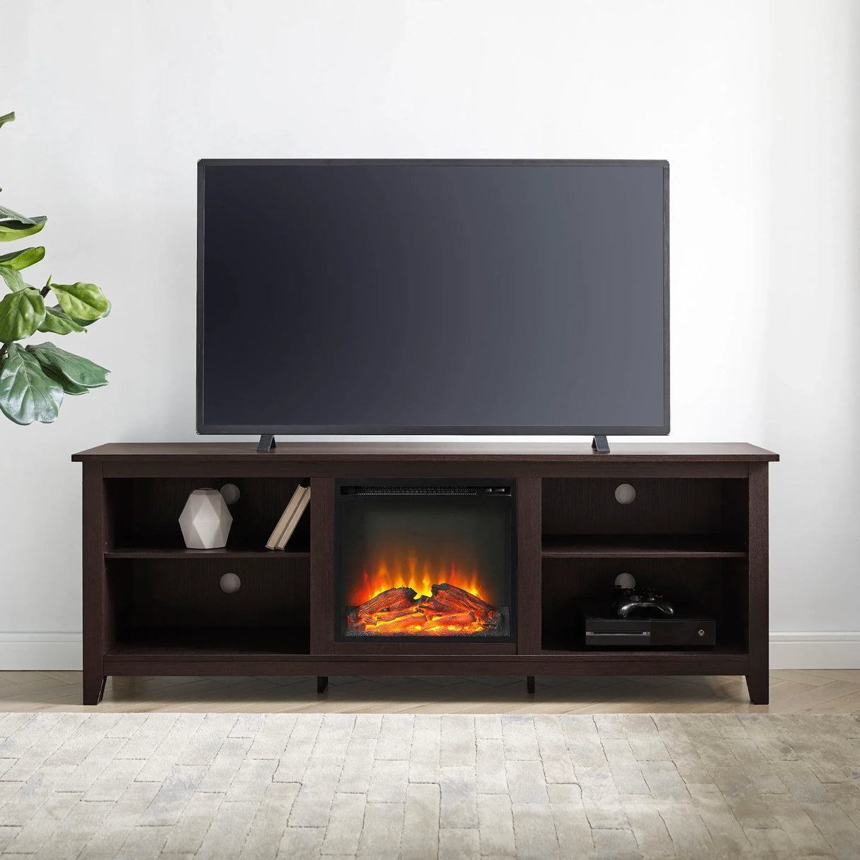 Modern Transitional 3 Shelf Open Storage 70" TV Stand For 80" TVs - Furniture Home Direct
