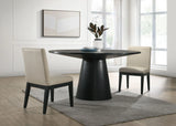 Jasper - Wide Contemporary Round Dining Table With Fabric Chairs Set - Furniture Home Direct