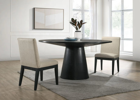 Jasper - Wide Contemporary Round Dining Table With Fabric Chairs Set - Furniture Home Direct