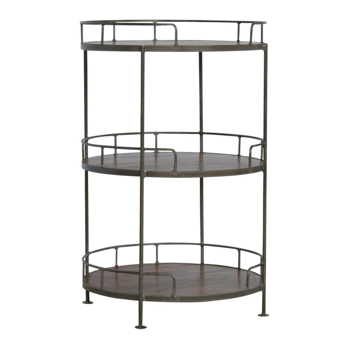 Industrial Round Butler Tray Table - Chestnut