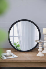 Circle Wall Mirror With Wooden Frame, Wall Mirror For Living Room - Furniture Home Direct