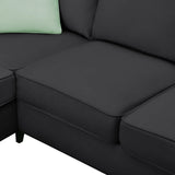 L Shaped Sectional Sofa with Ottoman and Cushions Black - Furniture Home Direct