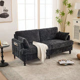 Chenille 2 Seater Sofa With LED Light, USB Charging Port, And Storage Bag