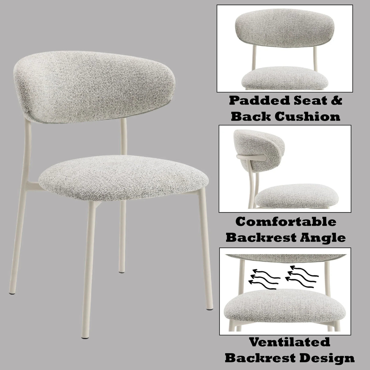 Kalam - Fabric Side Chair (Set of 2) - Light Gray - Furniture Home Direct