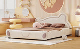 Kids Bed Bear Headboard with BuiltIn Storage Beige - Furniture Home Direct