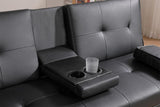 Black Leather Multifunctional Double Folding Sofa Bed for Office with Coffee Table - Furniture Home Direct