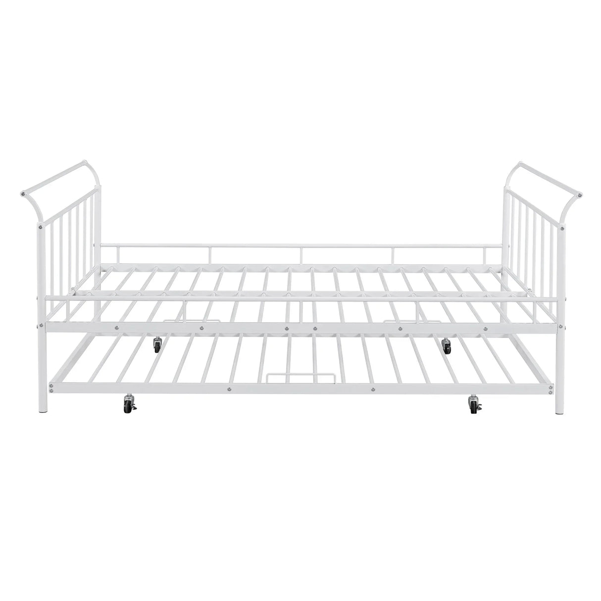 Metal Daybed With Curved Handle Design And Trundle - Furniture Home Direct