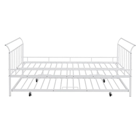 Metal Daybed With Curved Handle Design And Trundle - Furniture Home Direct