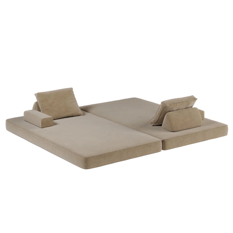 Multifunctional Convertible Sofa Bed With 2 Tumbler Backrests And 2 Pillows, Deep Seat Couch - Furniture Home Direct