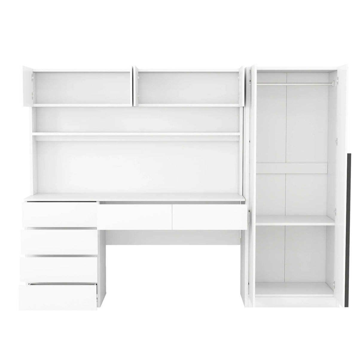 2 Door Storage Desk Wardrobe For Bedroom With Shelves And Drawers - Furniture Home Direct