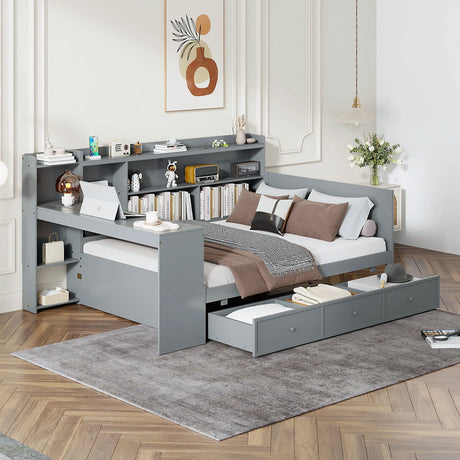Daybed With 3 Drawers USB Ports And Desk - Furniture Home Direct