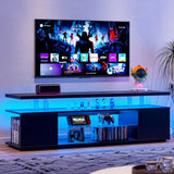 TV Stand LED Gaming Entertainment Center, Media Storage Console Table With Large Side Cabinet - Furniture Home Direct