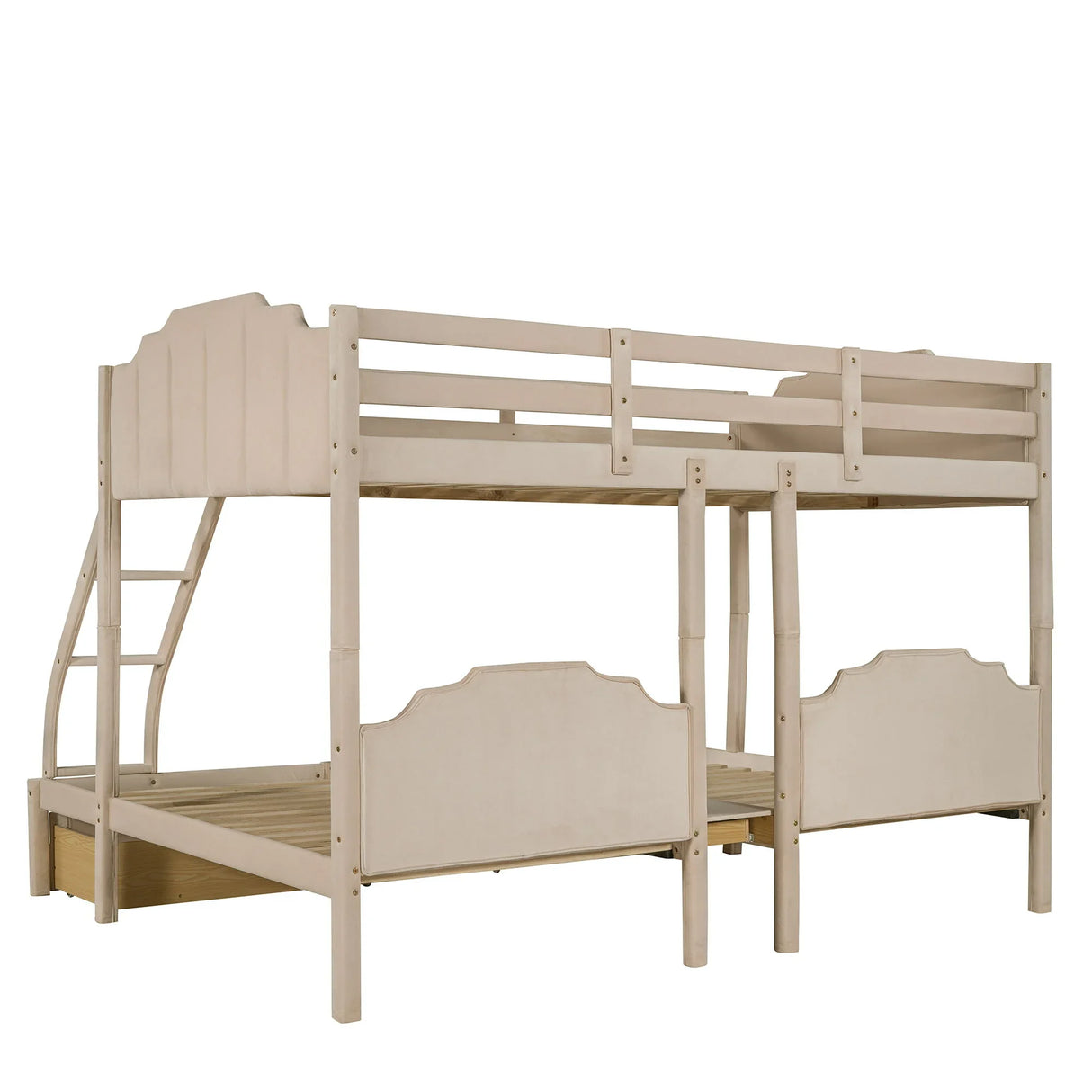 Bunk Bed, Triple Bed With Drawers And Guardrails - Furniture Home Direct