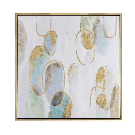Modern Oil Painting, Square Framed Wall Art For Living Room Dining Room - Multicolor - Furniture Home Direct
