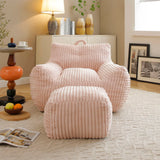 Giant Plush Bean Bag Chair With Armrests And Footstool - Furniture Home Direct