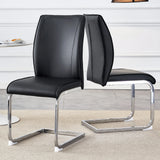 Dining Chair Set Modern Chrome Base PU Leather Black - Furniture Home Direct