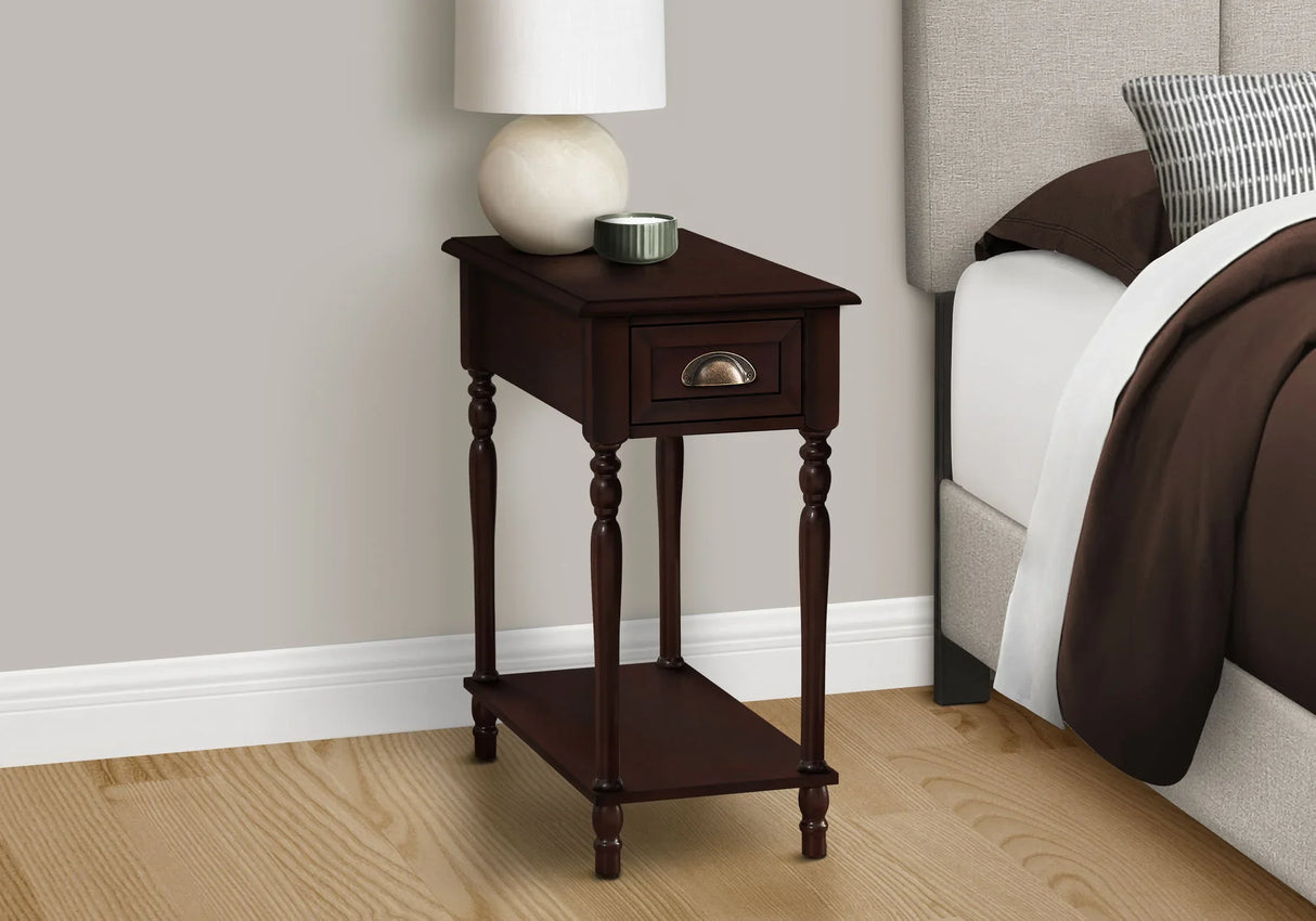 Accent Side Table, 2 Tier, Storage Drawer, Stylish Traditional Design - Furniture Home Direct