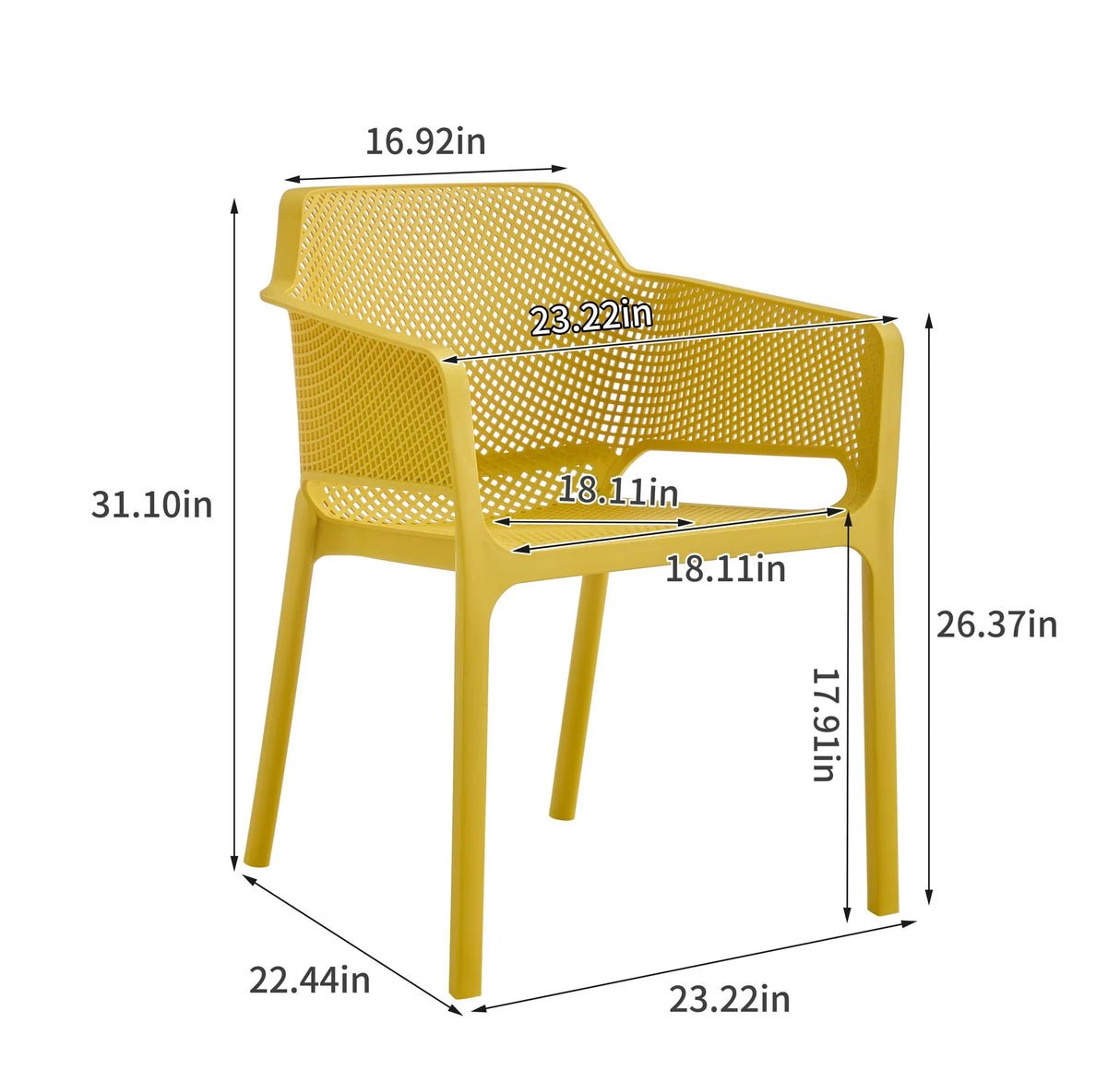 3 Piece Plastic Arm Chair Bistro Grs Premium Ocean Plastic - Furniture Home Direct