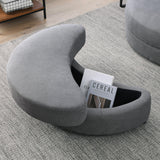 Linen Barrel Swivel Chair With Storage Ottoman - Furniture Home Direct