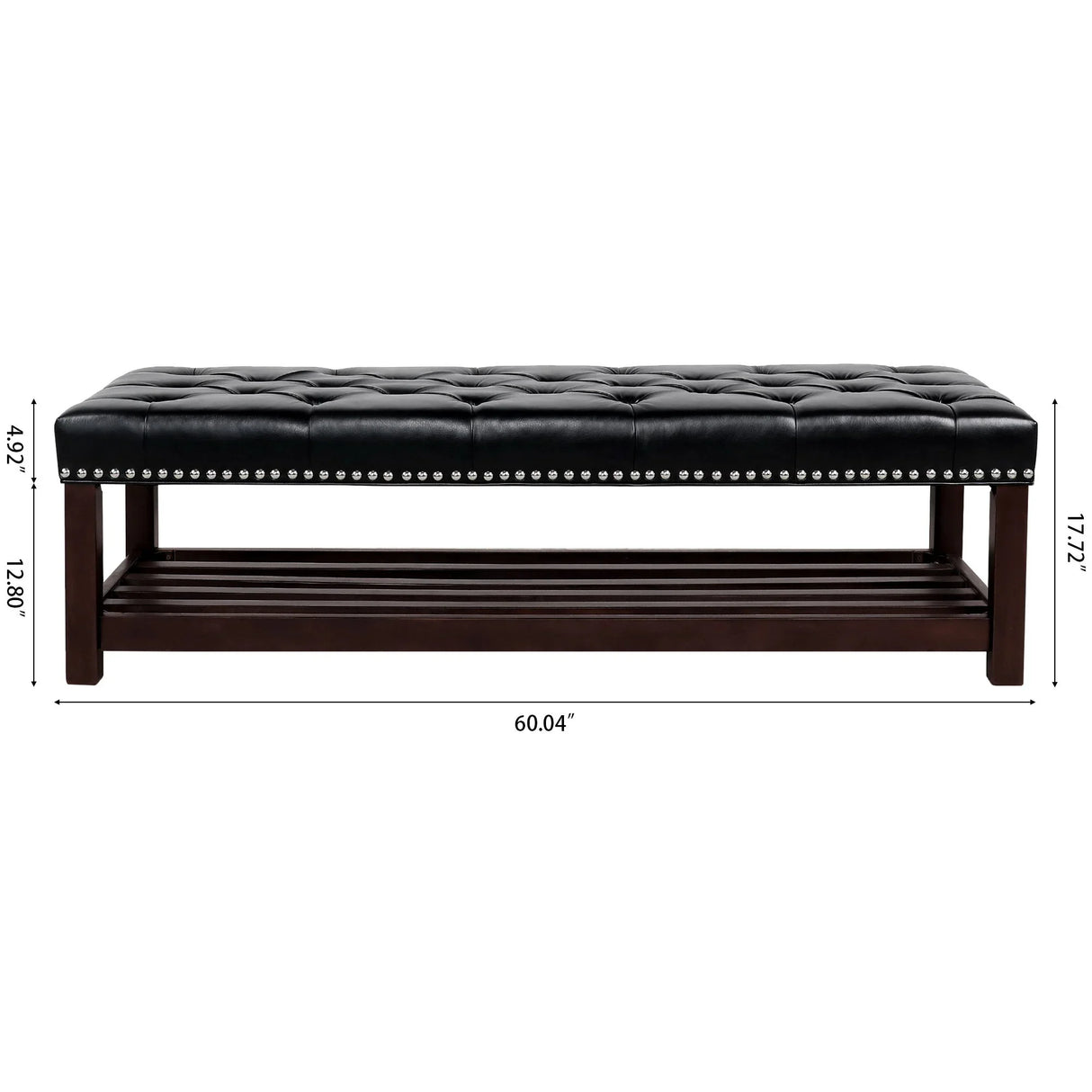 Bedroom End Of Bed Bench Tufted Upholstered End Of Bed Bench End Of Bed Entrance Shoe Bench With Nailhead Trim And Shelf Bedroom Upholstered Leather Bench Living Room Shoe Rack Footstool - Furniture Home Direct