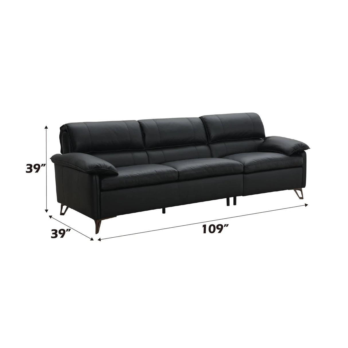Eilene - Top Grain Leather Sofa - Black - Furniture Home Direct