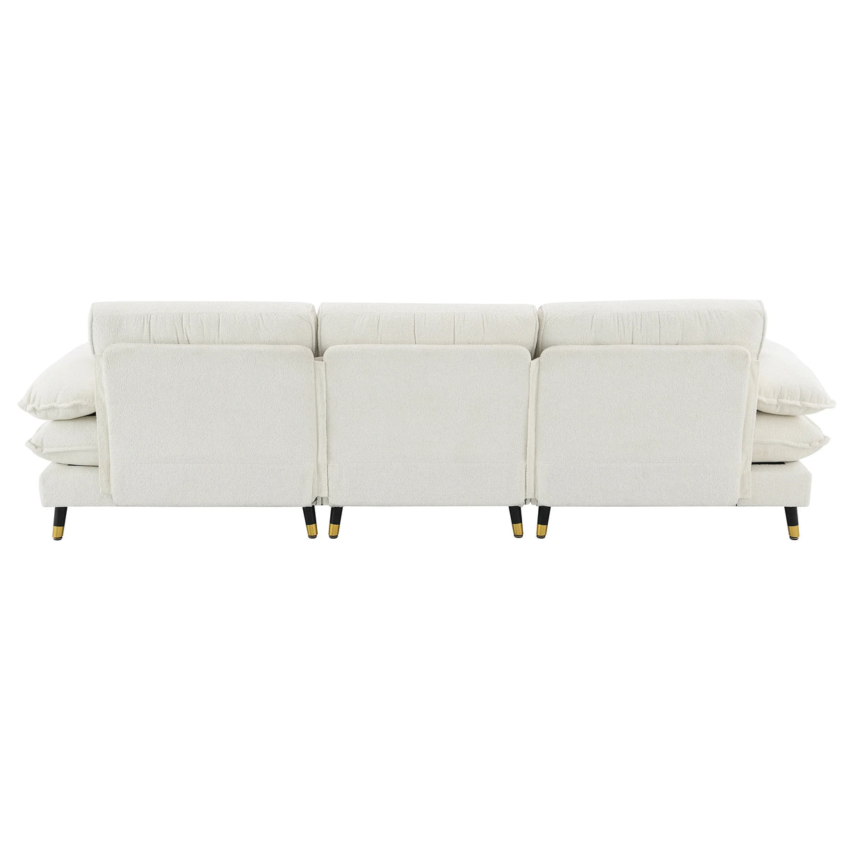 L Shaped Sofa Cloud Chenille Fabric Removable Ottoman White - Furniture Home Direct