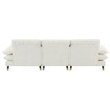L Shaped Sofa Cloud Chenille Fabric Removable Ottoman White - Furniture Home Direct