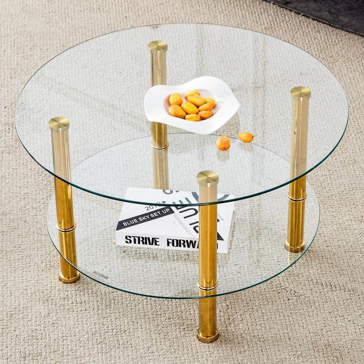 Contemporary Minimalist Double Layer Tempered Glass Coffee Table - Furniture Home Direct