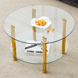 Contemporary Minimalist Double Layer Tempered Glass Coffee Table - Furniture Home Direct