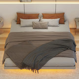 Floating Bed With Led Lights Underneath, Modern Queen Size Low Profile Platform Bed With Led Lights - Furniture Home Direct