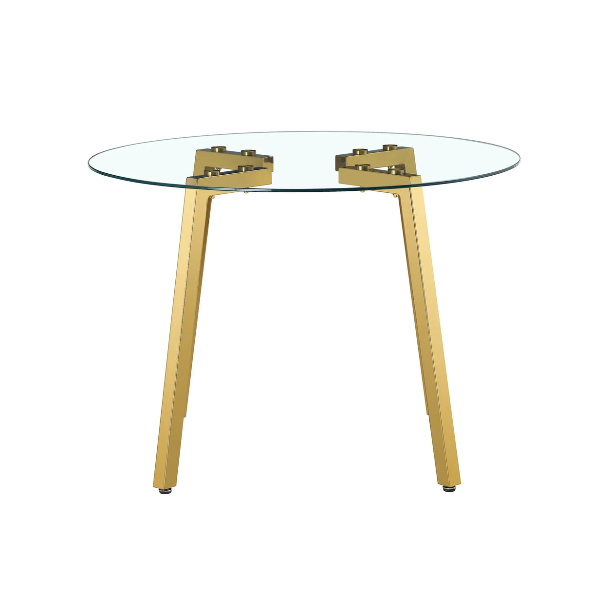 Dining Table Round Glass Top With Gold Legs Transparent - Furniture Home Direct