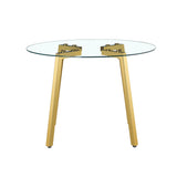 Dining Table Round Glass Top With Gold Legs Transparent - Furniture Home Direct