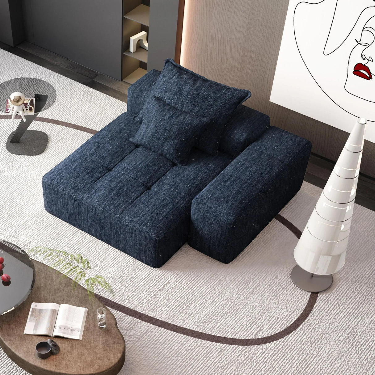 Modern Oversized Modular Sectional Sofa, Sparkling Chenille Fabric Soft Cushion Sofa With 2 Pillows - Furniture Home Direct