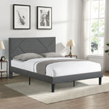 Upholstered Platform Bed Frame With Headboard, Wood Slat Support - Furniture Home Direct