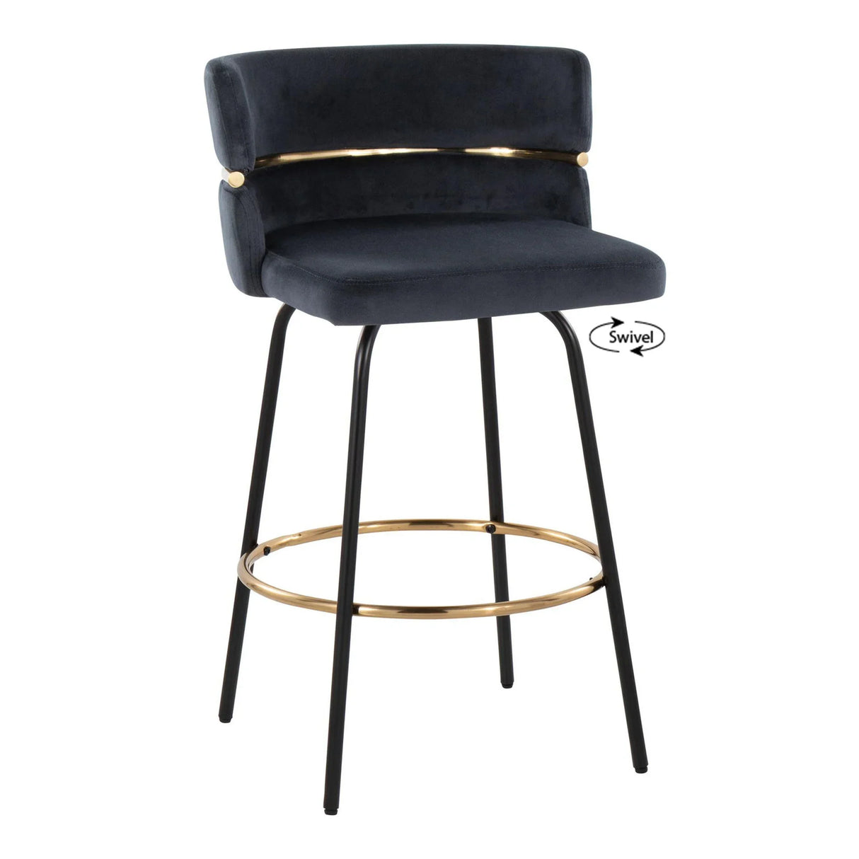 Cinch - Contemporary Fixed Height Counter Stool With Swivel & Round Footrest (Set of 2) - Furniture Home Direct