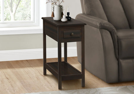 Accent End Table, 2 Tier, Storage Drawer, Transitional - Walnut - Furniture Home Direct