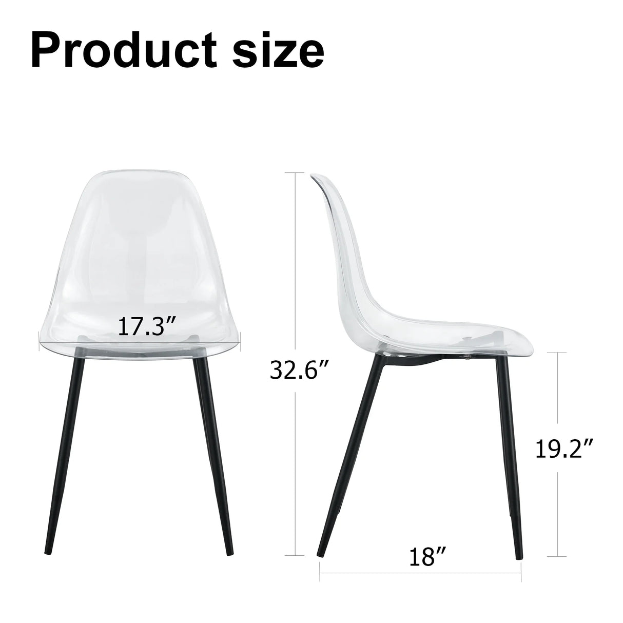 Dining Chairs Acrylic Modern Set 4 Pack Slim Clear - Furniture Home Direct