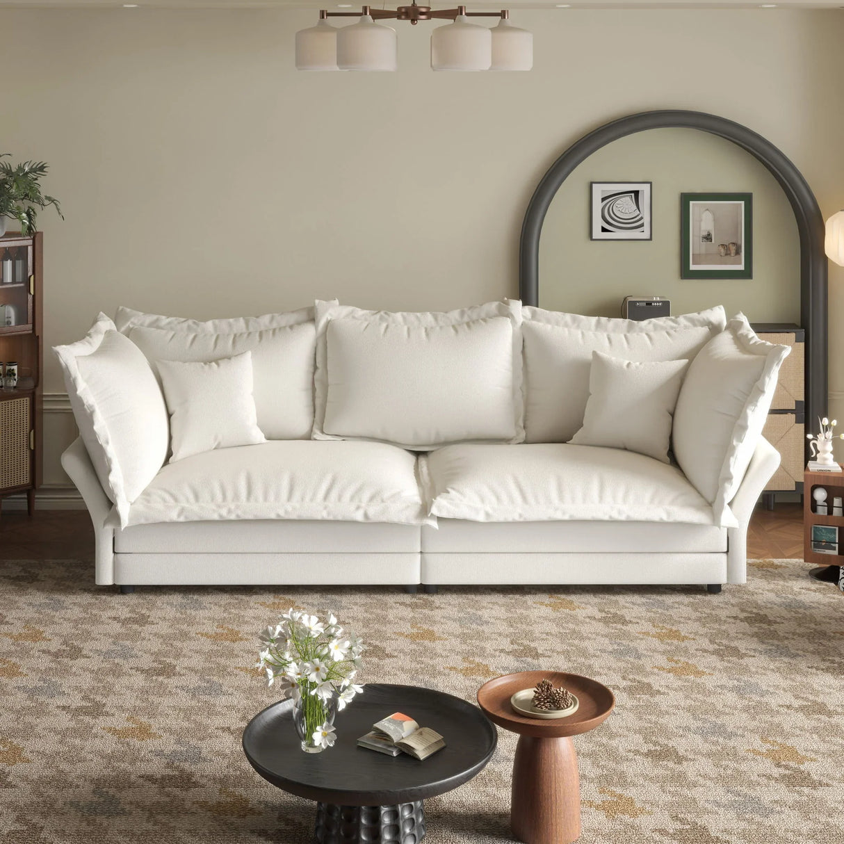 Modern Comfy Upholstered Sofa Cloud Couch, Deep Seat Couches With Multiple Large Soft Pillows - Furniture Home Direct
