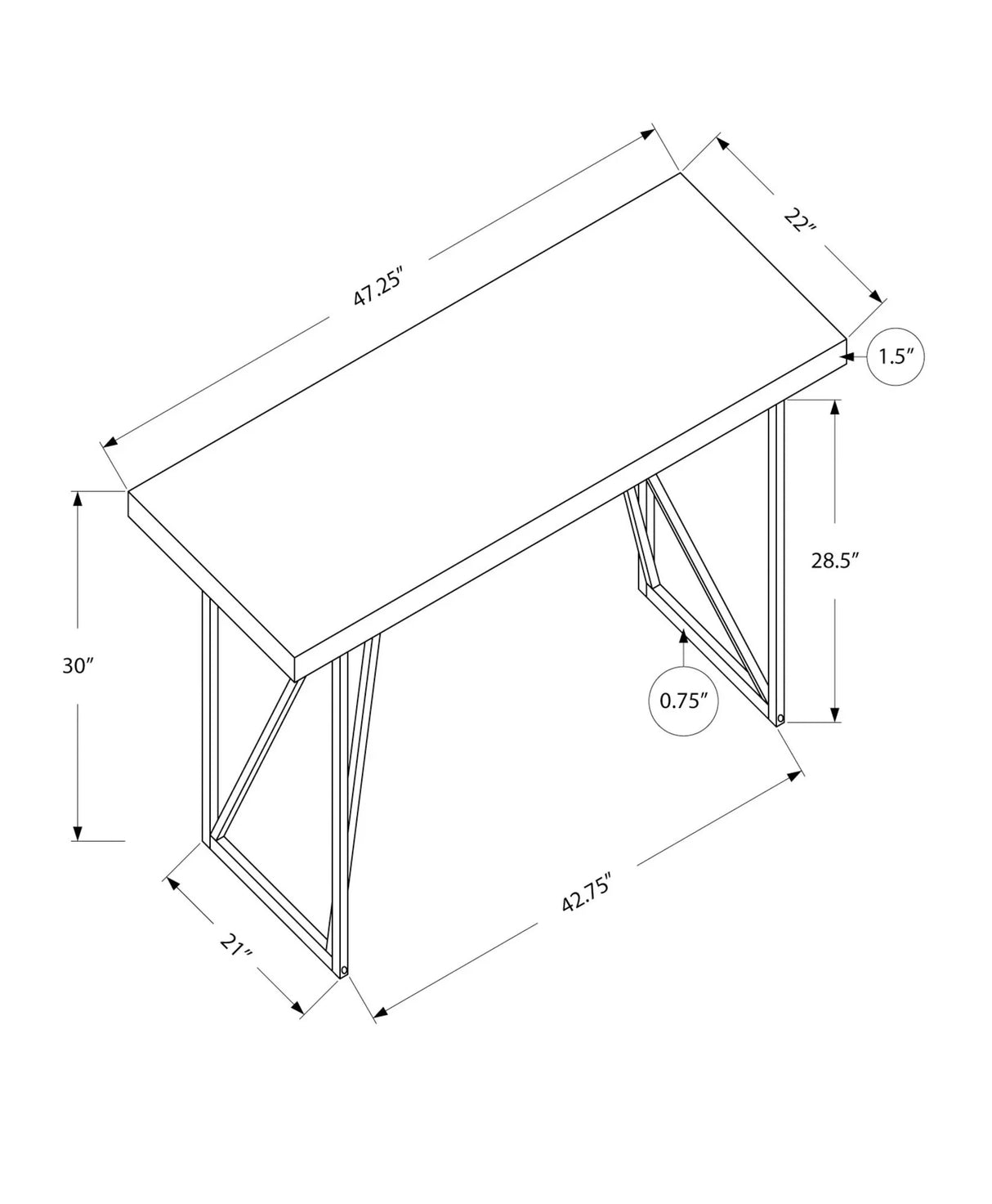 Computer Desk For Home Office Laptop, Contemporary & Modern - White - Furniture Home Direct