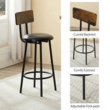 3 Piece Round Dining Table, Two-Level Small Dining Table With Storage, Bar Table, Two Upholstered Bar Chairs With Backrest - Antique Brown / Black - Furniture Home Direct