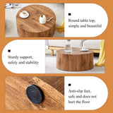 Coffee Table Cylindrical Wood Design Accent Warm Brown - Furniture Home Direct