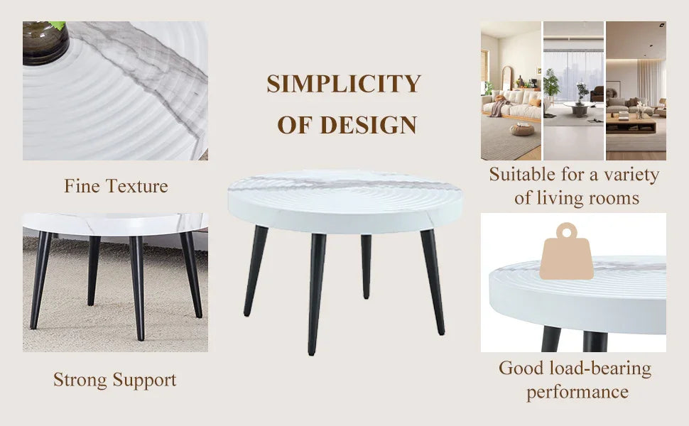 Elegant White Marble Round Coffee Table - Furniture Home Direct