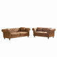 Chesterfield 3 And 2 Seater Sofa Set, High Tech Fabric Upholstered Couch For Living Room - Furniture Home Direct