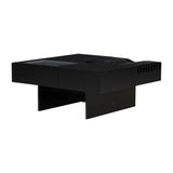 Coffee Table Mid Century Modern Wood Slotted Surface Black - Furniture Home Direct