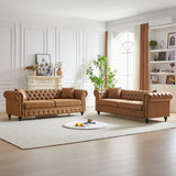 2 PC Living Room Set With Solid Frame - Light Brown - Furniture Home Direct