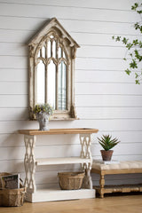 Distressed Wood Shelf Tray, French Country Console Table - Brown / Antique White - Furniture Home Direct