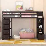 Loft Bed With Storage Drawers And Stairs With Shelves - Furniture Home Direct