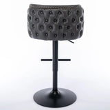 Counter Height Bar Stools Tufted Upholstered Dark Gray - Furniture Home Direct