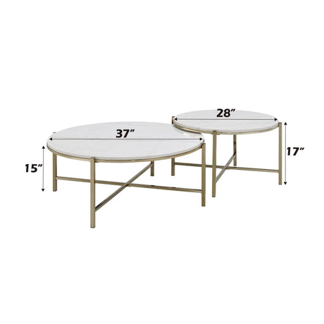 Zaidee - Marble Top Nickel Nesting Table Set - White - Furniture Home Direct